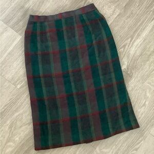 Plaid Green and Red Vintage Skirt
